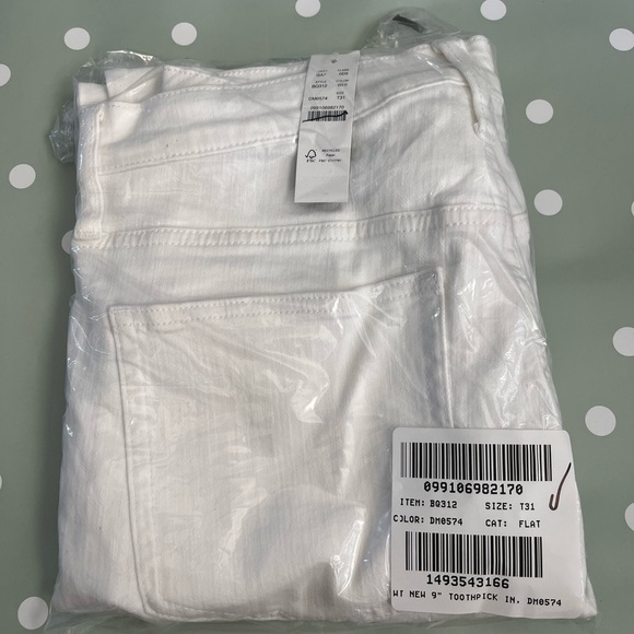 J. Crew 9" toothpick jean BQ312 white wash 31 Tall - Picture 6 of 6
